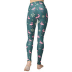 Festive Flamingos Yoga Leggings - FiercePulse - Premium Workout Leggings - Yoga Pants