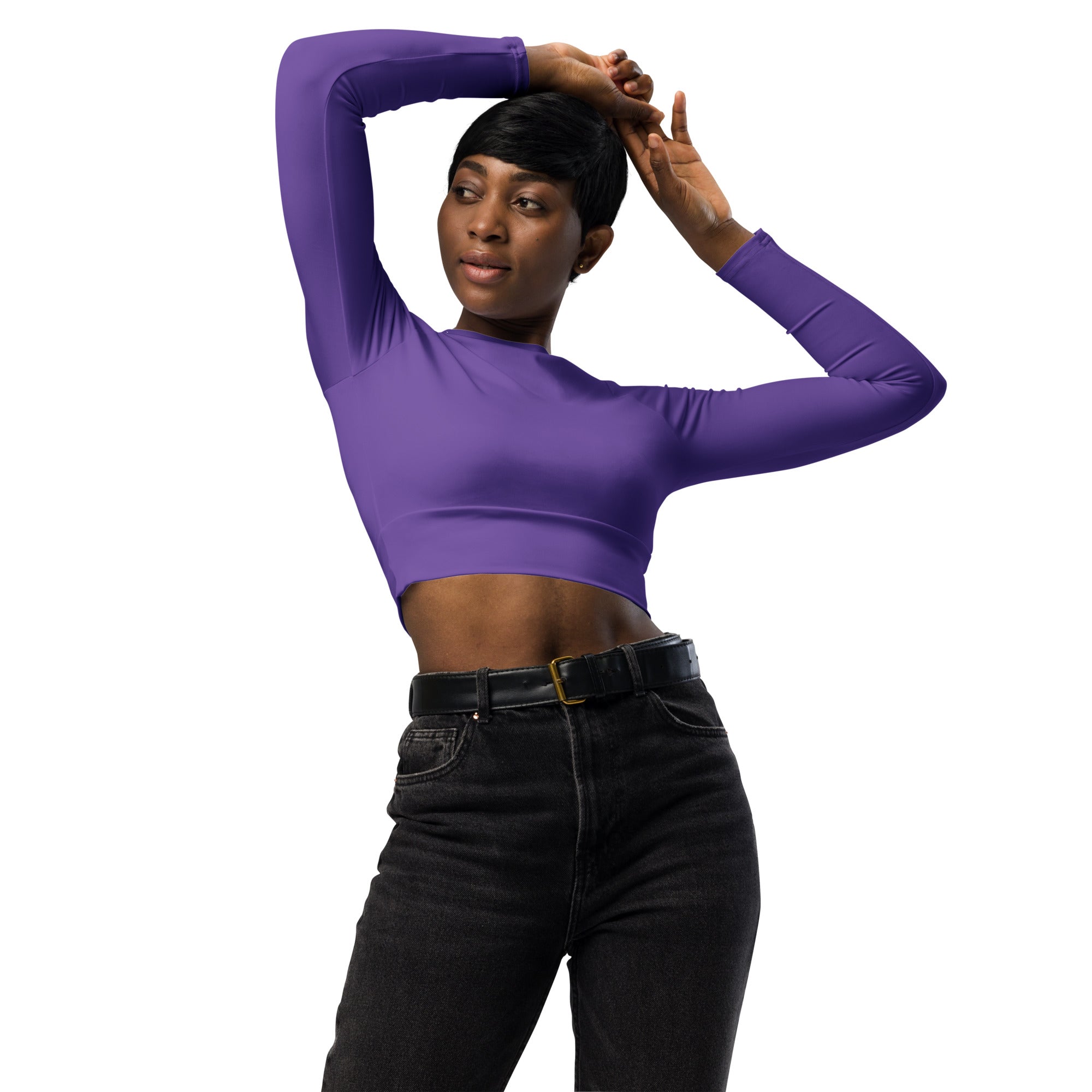 Fierce Purple Recycled Long-sleeve Crop Top