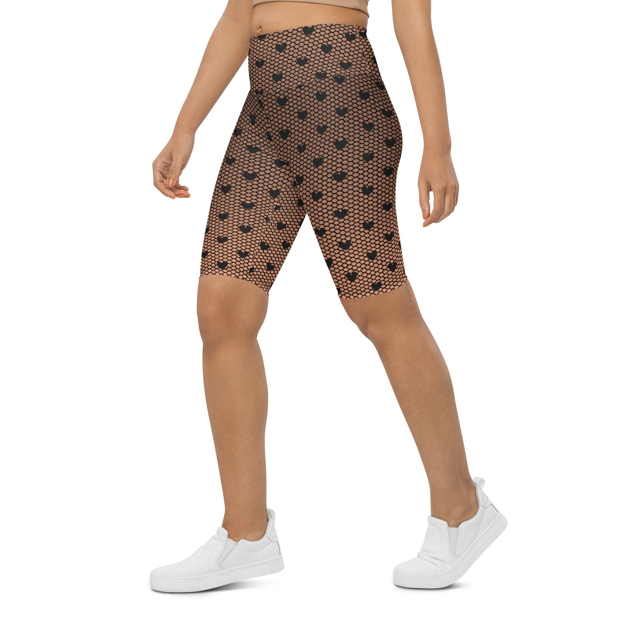 Biker shorts hot sale with fishnet