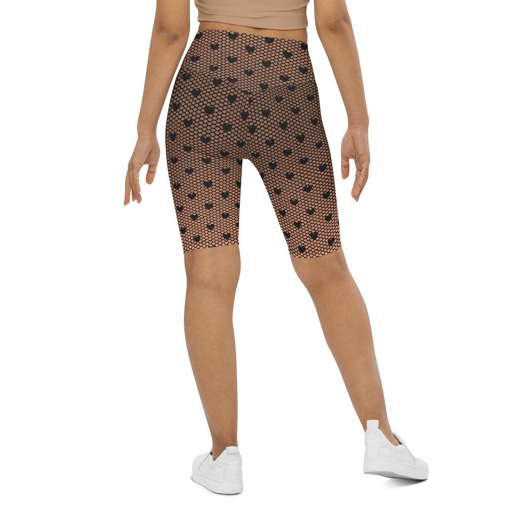 Fishnet Tights Print Biker Shorts