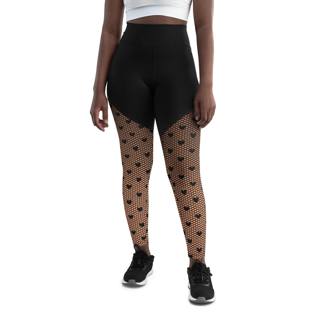 Fishnet Tights Print Sports Bra