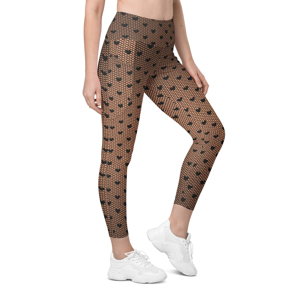 Fishnet Tights Print Leggings With Pockets