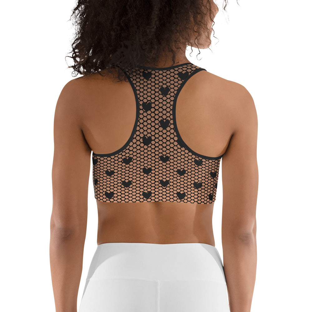 Fishnet Tights Print Sports Bra
