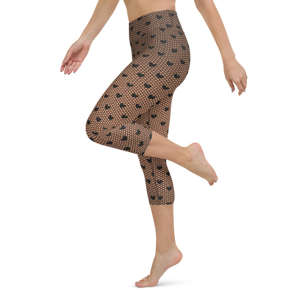 Fishnet Tights Print Yoga Capris