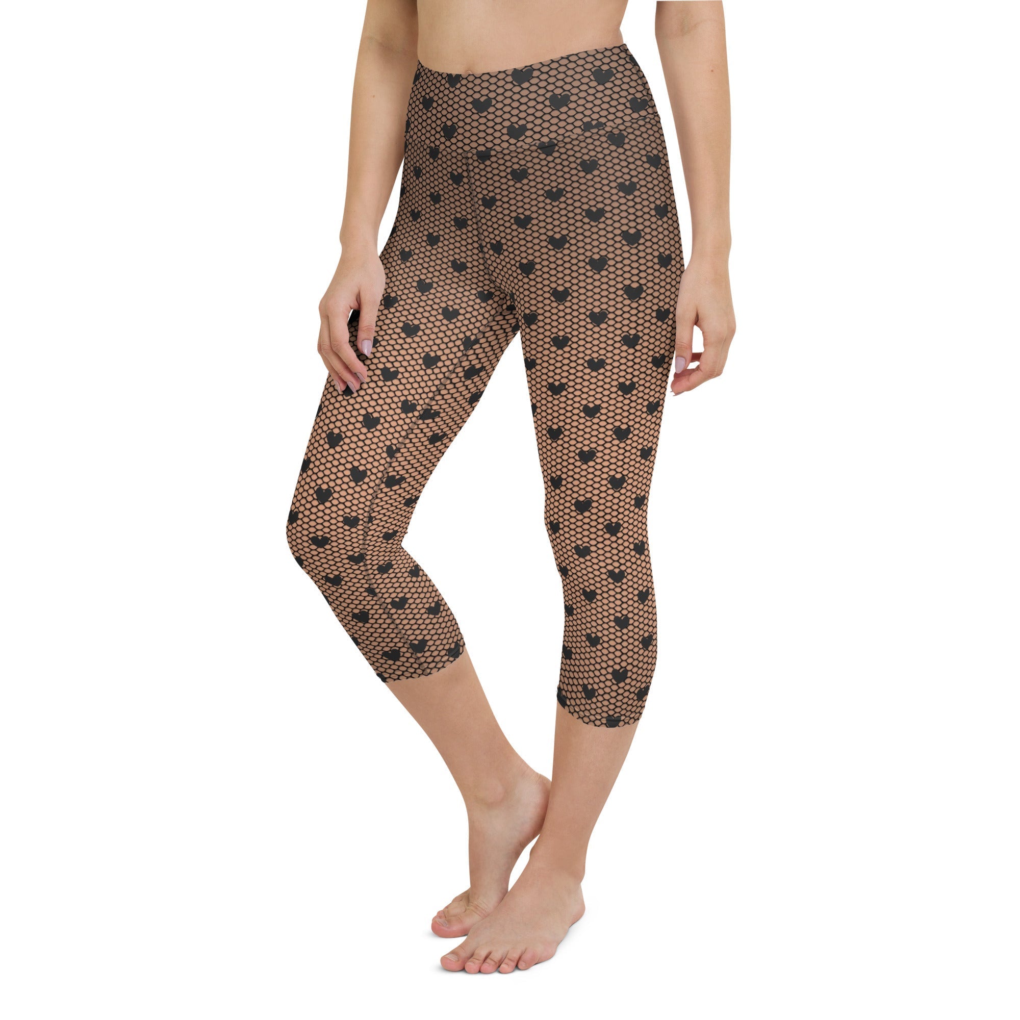 Fishnet Tights Print Yoga Capris