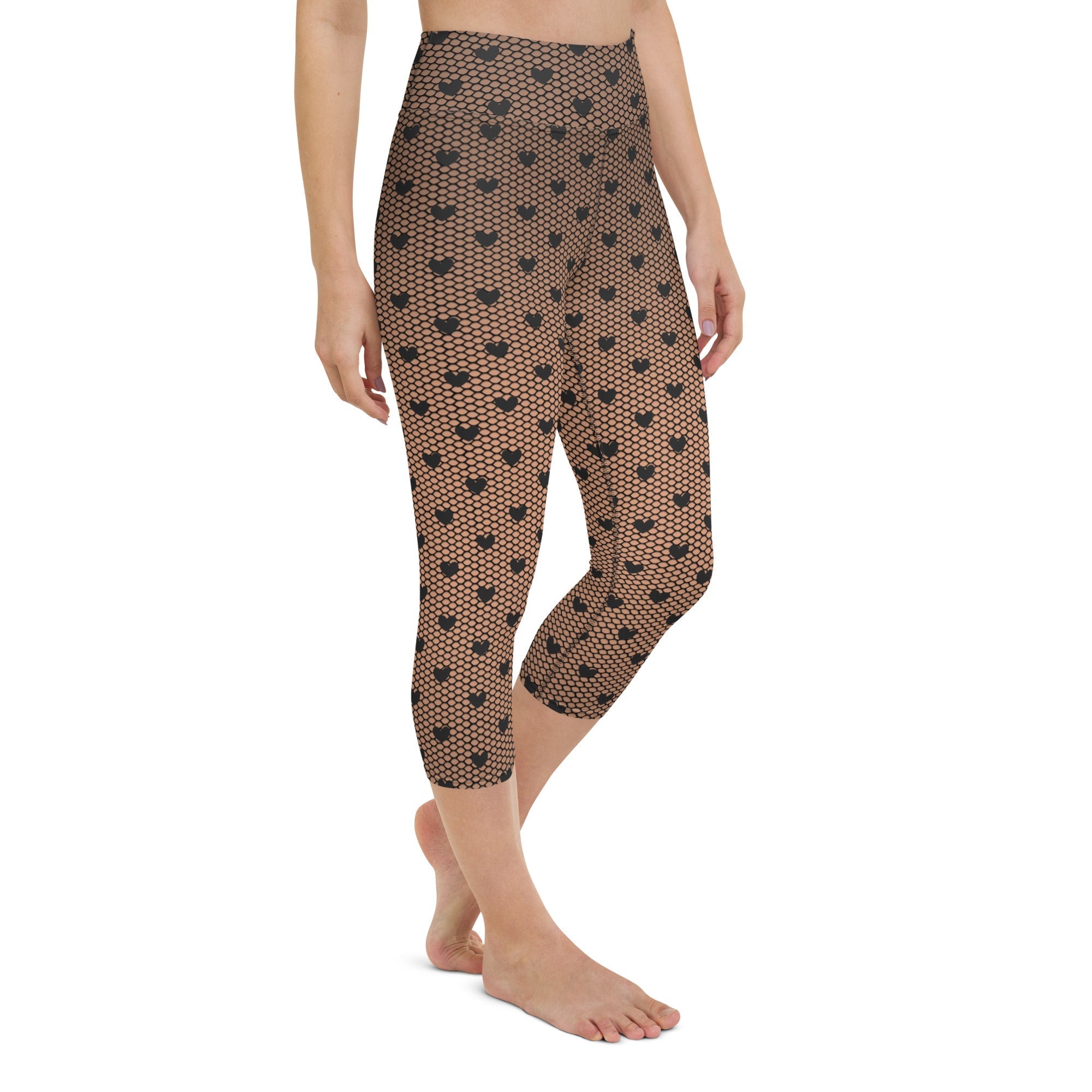 Fishnet Tights Print Yoga Capris