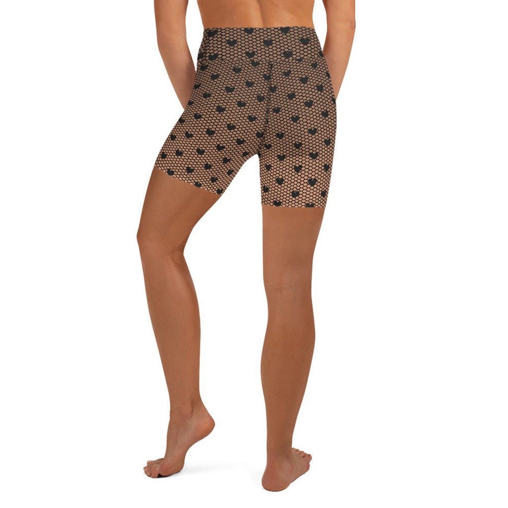 Fishnet Tights Print Yoga Shorts