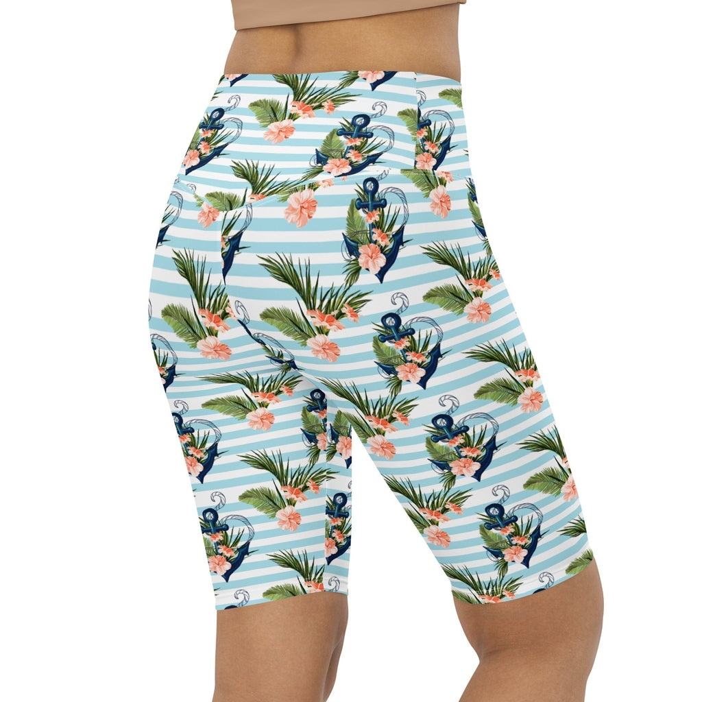 Floral Anchor Biker Shorts