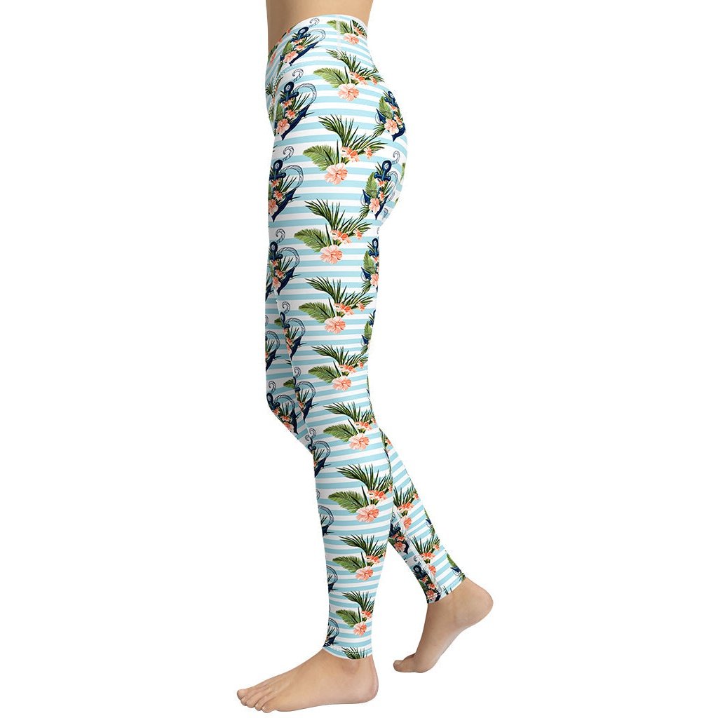 Floral Anchor Yoga Leggings