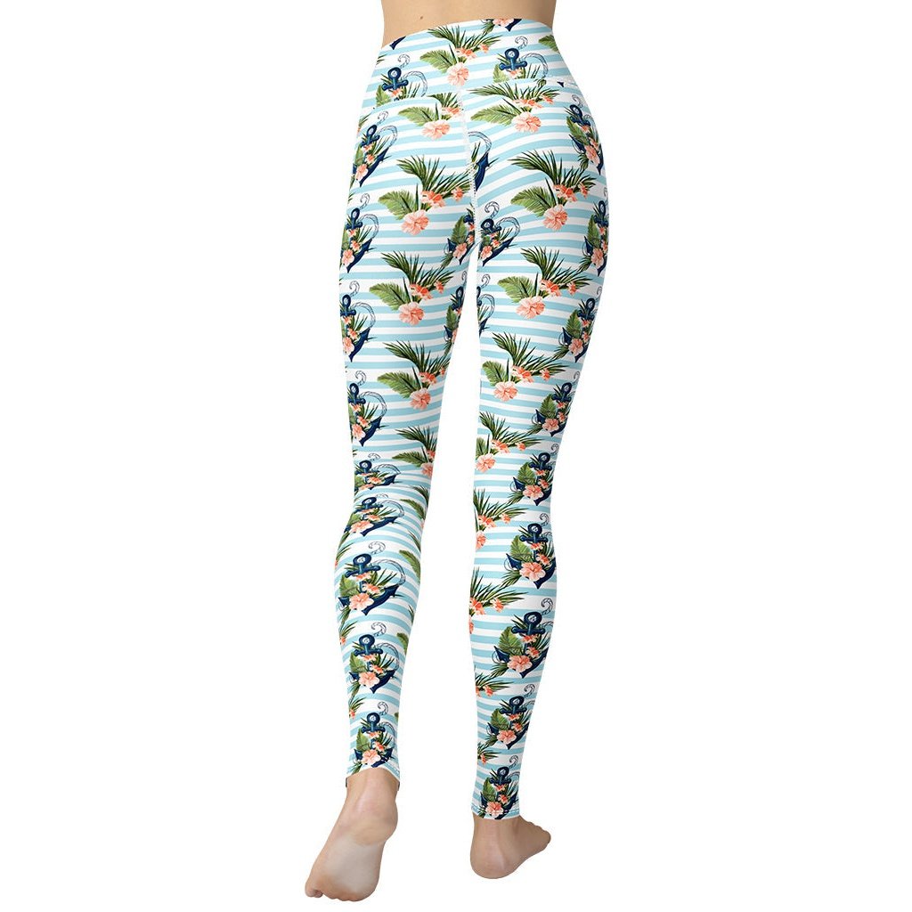 Floral Anchor Yoga Leggings