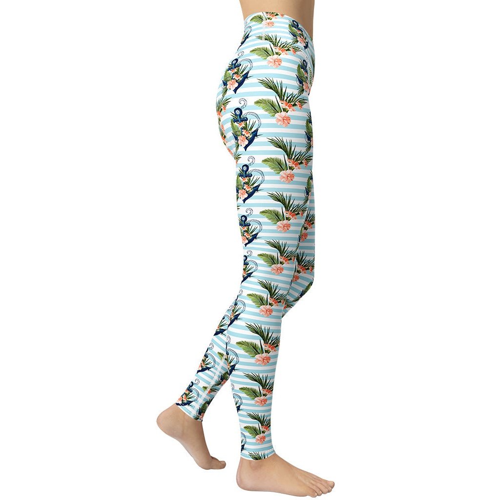 Floral Anchor Yoga Leggings