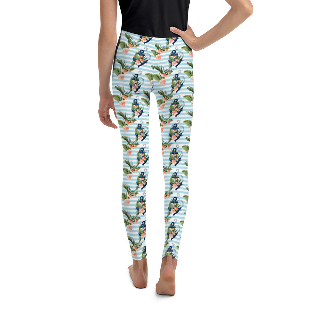 Floral Anchor Youth Leggings