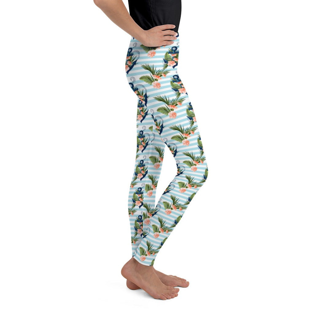Floral Anchor Youth Leggings