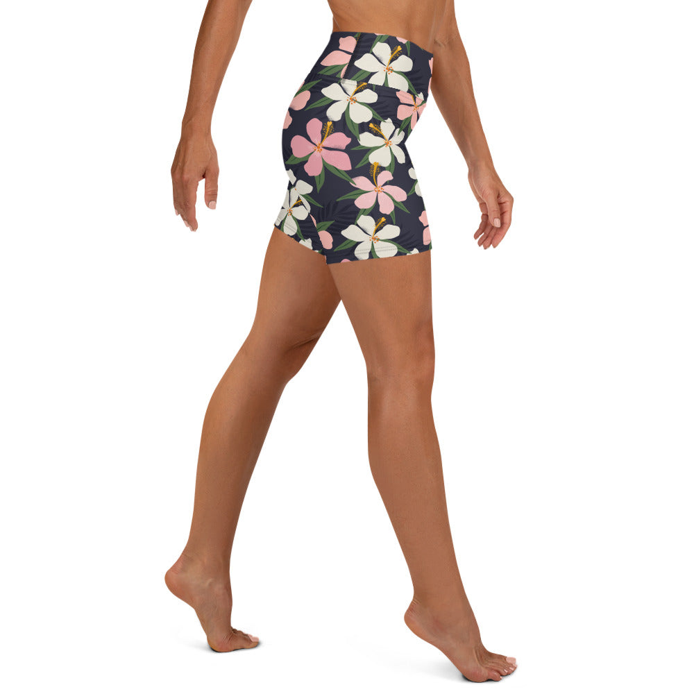 Floral Artwork Yoga Shorts