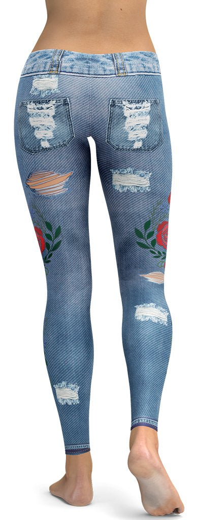 Floral Denim Print Leggings