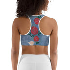 Floral Denim Print Sports Bra