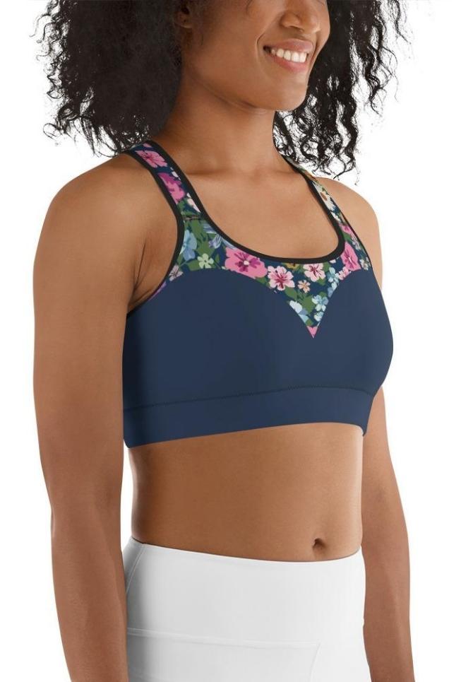 Floral Heart Shaped Sports Bra