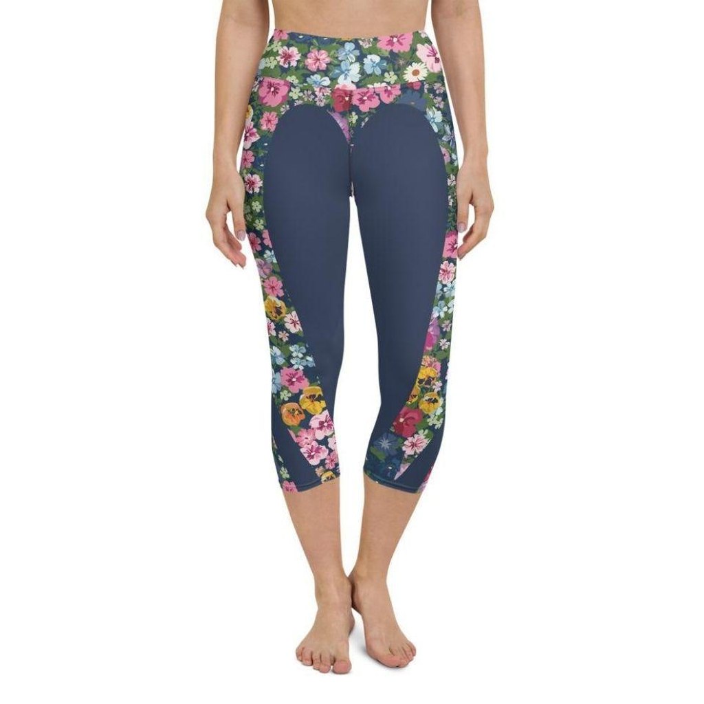 Floral Heart Shaped Yoga Capris