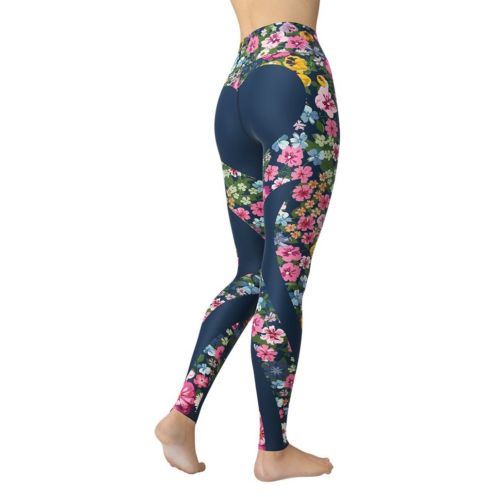 Floral Heart Shaped Yoga Leggings