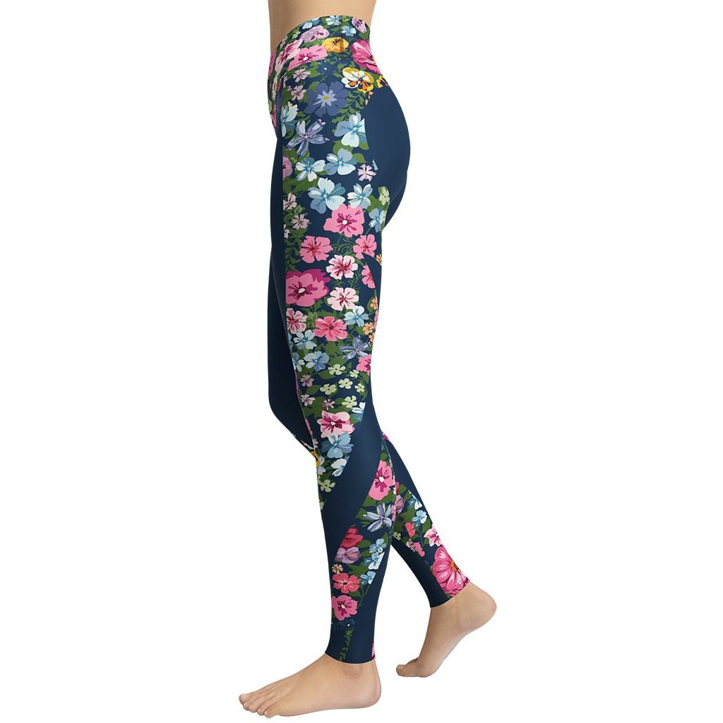 Floral Heart Shaped Yoga Leggings