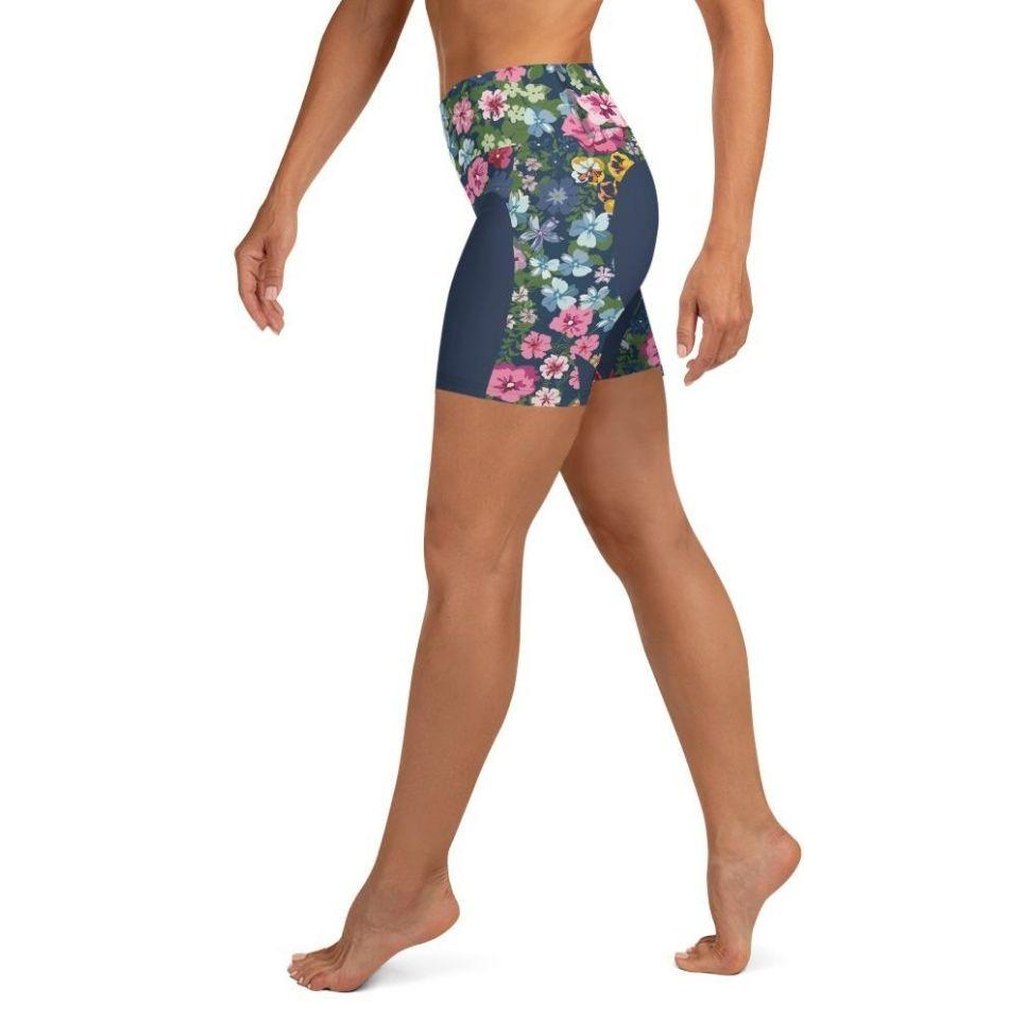 Floral Heart Shaped Yoga Shorts