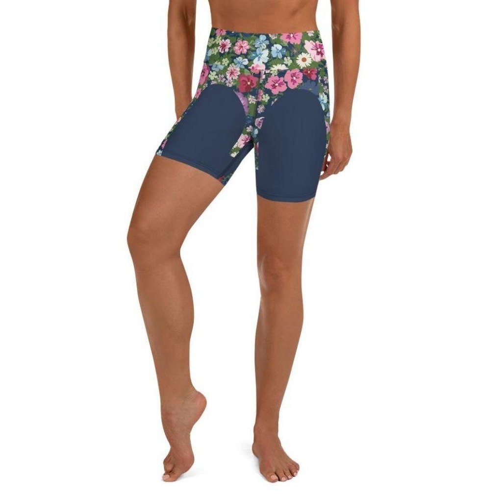 Floral Heart Shaped Yoga Shorts