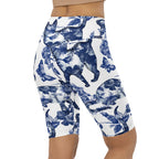 Floral Porcelain Cats Biker Shorts