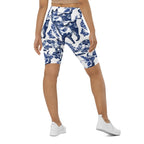 Floral Porcelain Cats Biker Shorts