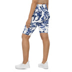 Floral Porcelain Cats Biker Shorts