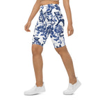Floral Porcelain Cats Biker Shorts