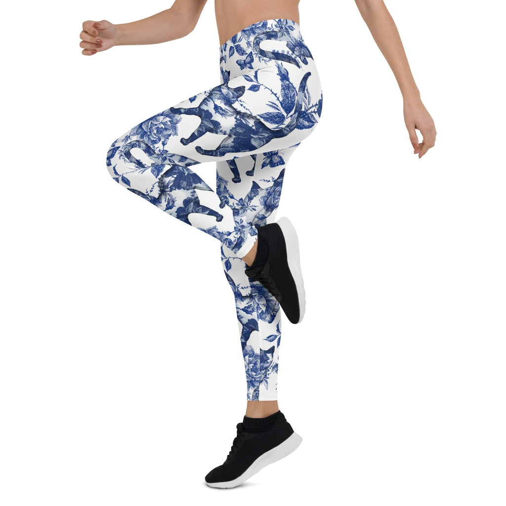 Floral Porcelain Cats Leggings
