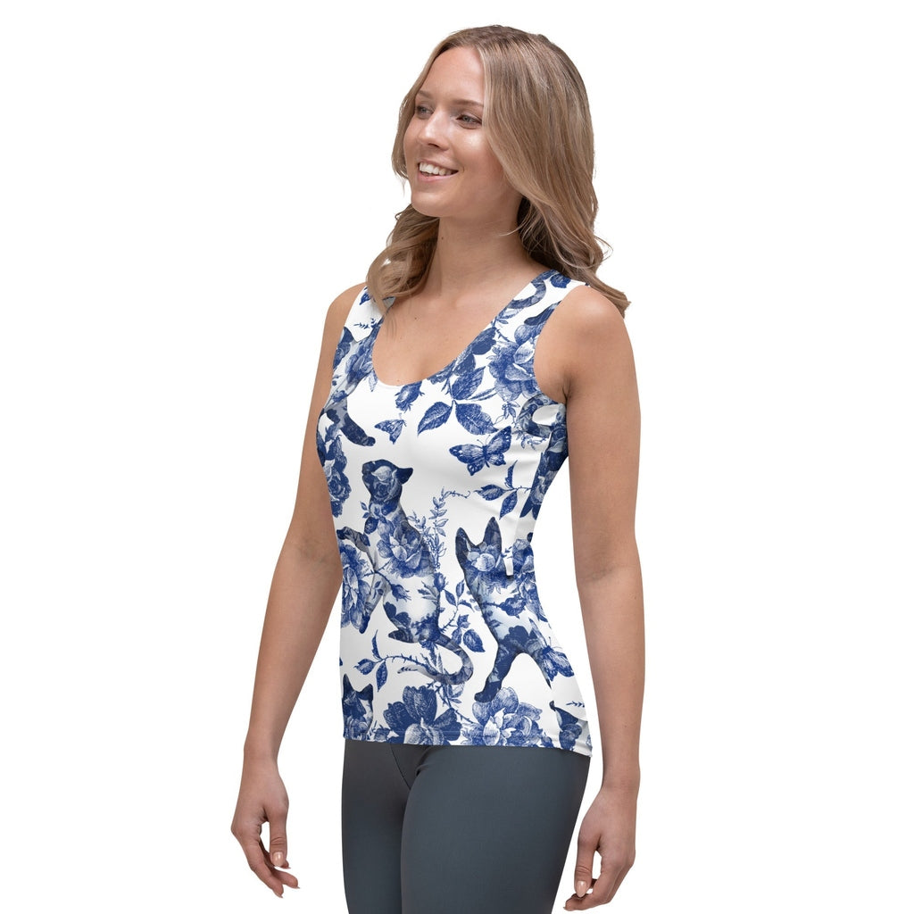 Floral Porcelain Cats Tank Top