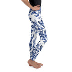 Floral Porcelain Cats Youth Leggings