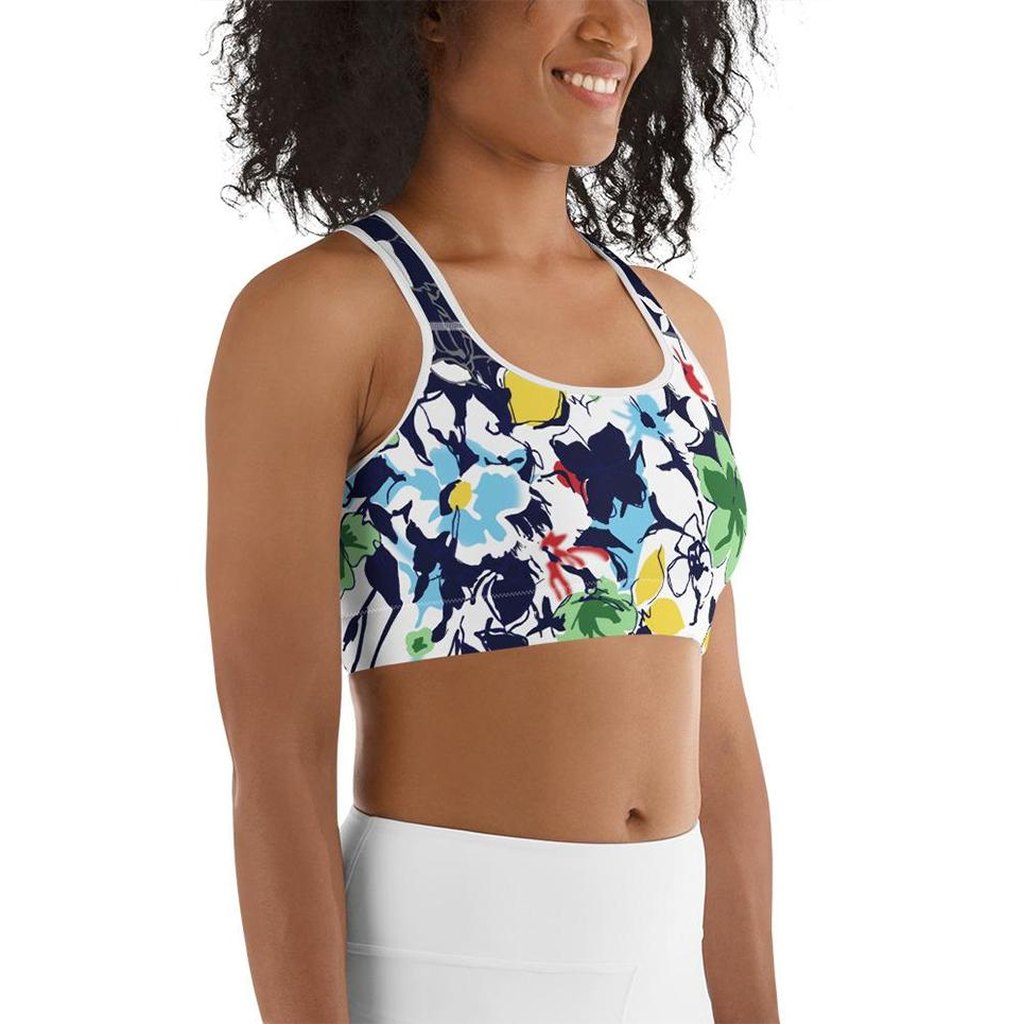 Flower Drawings Sports Bra