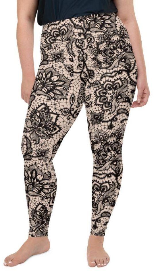 Flower Lace Print Plus Size Leggings