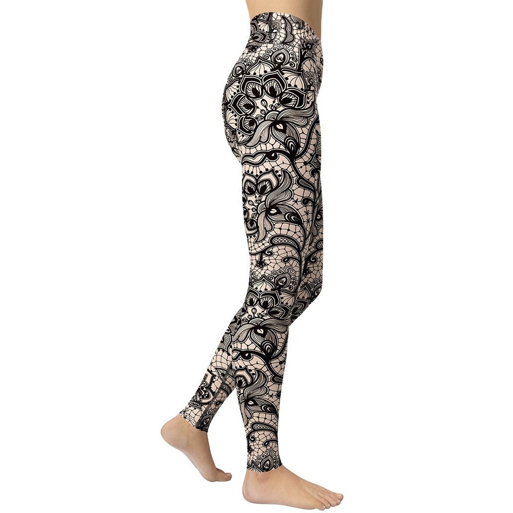 Flower Lace Print Yoga Leggings