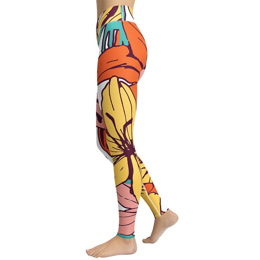 Flower Love Yoga Leggings - FiercePulse - Premium Workout Leggings - Yoga Pants