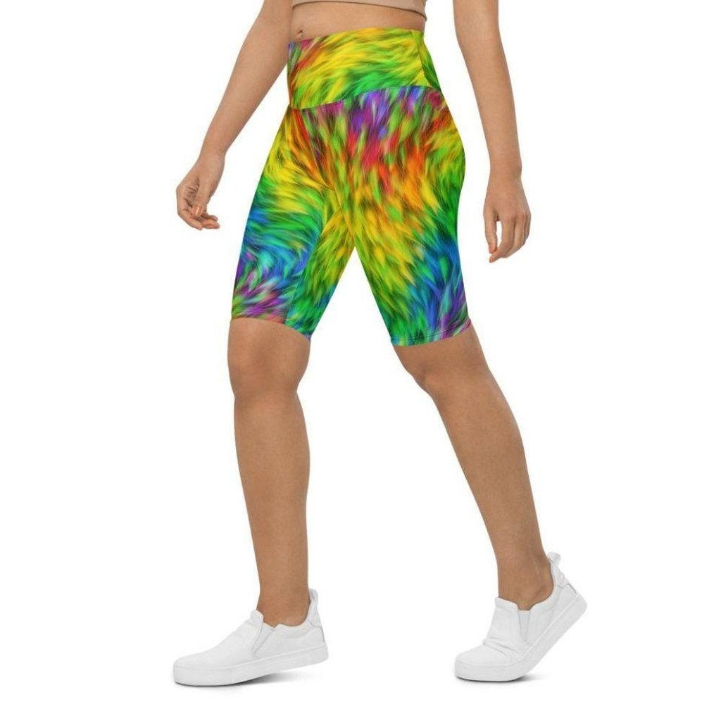 Fluffy Rainbow Biker Shorts