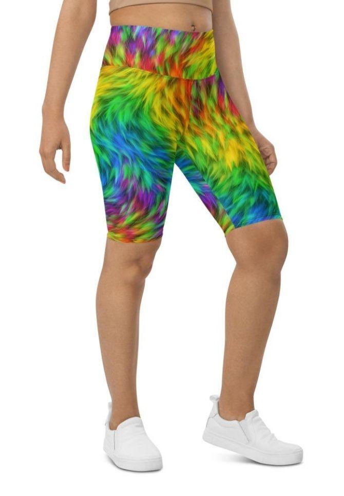 Fluffy Rainbow Biker Shorts