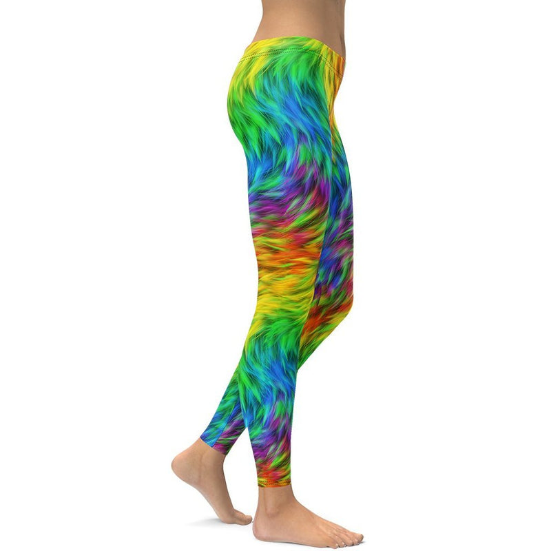 Charming Fluffy Rainbow Leggings FIERCEPULSE