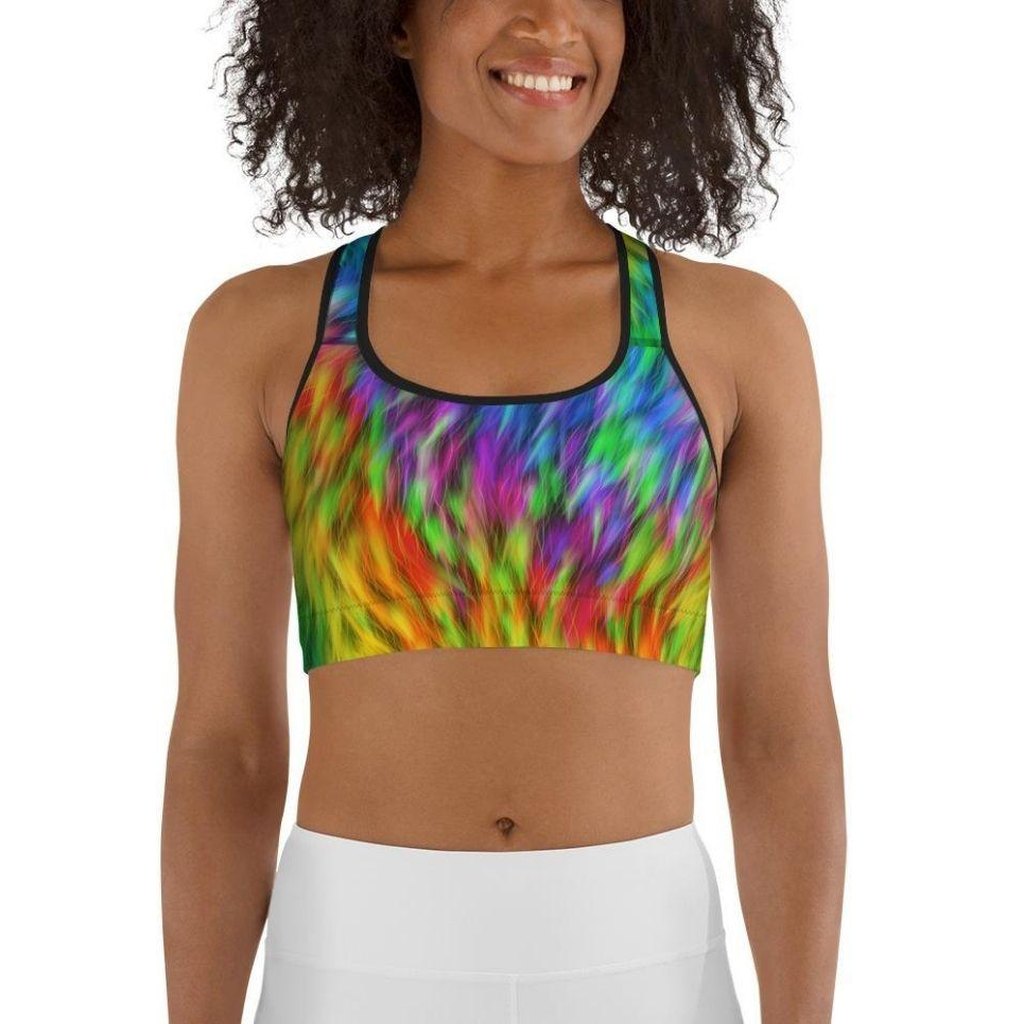 Fluffy Rainbow Sports Bra