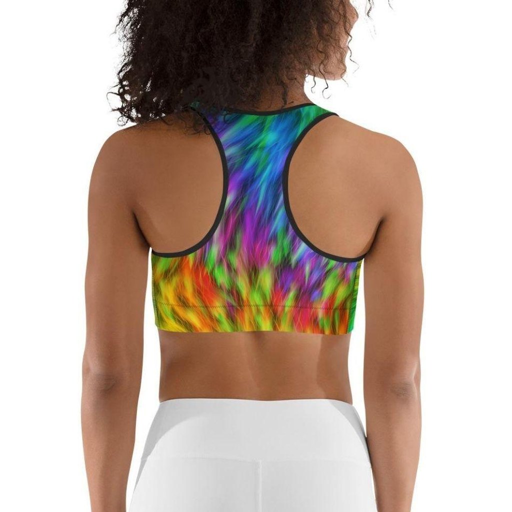 Fluffy Rainbow Sports Bra