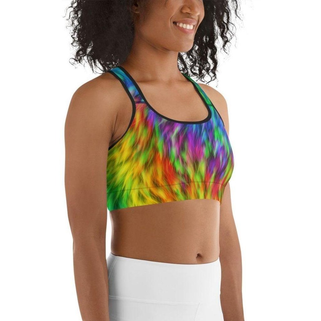 Fluffy Rainbow Sports Bra