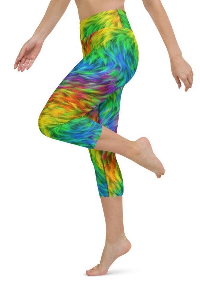 Fluffy Rainbow Yoga Capris