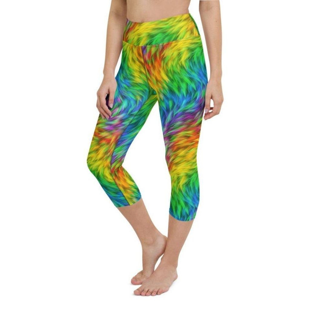 Fluffy Rainbow Yoga Capris