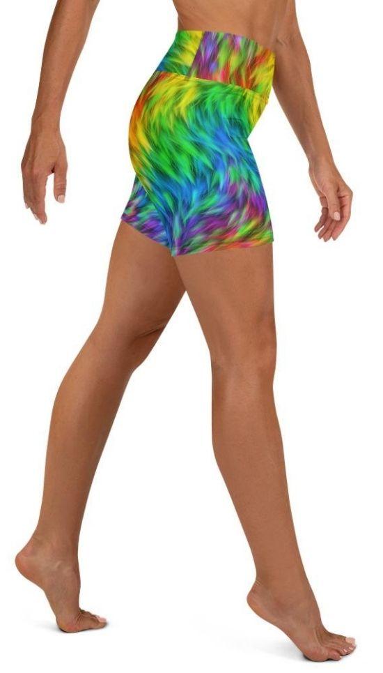 Fluffy Rainbow Yoga Shorts