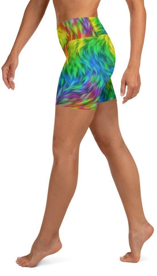 Fluffy Rainbow Yoga Shorts