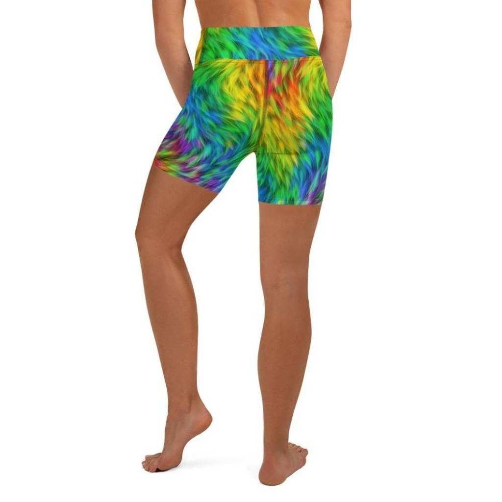 Fluffy Rainbow Yoga Shorts