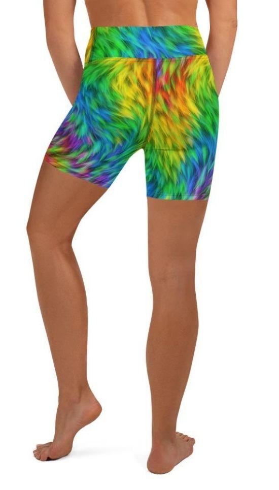 Fluffy Rainbow Yoga Shorts