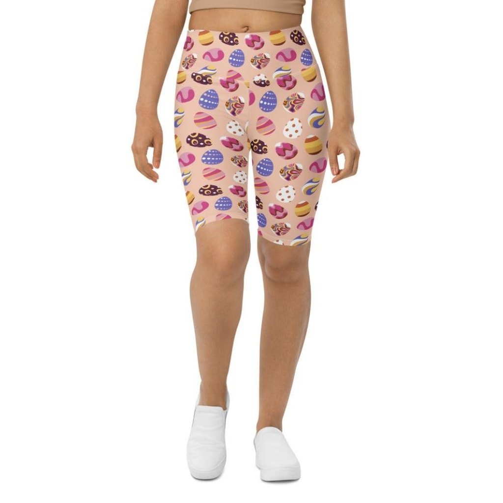 Fun Easter Eggs Pattern Biker Shorts